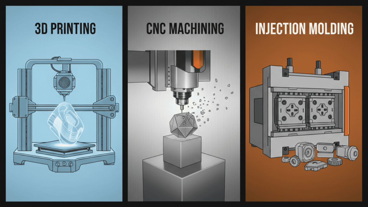 3D Printing, CNC, or Injection Molding: Which Manufacturing Method Should You Actually Use?